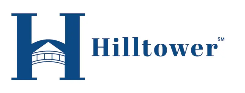 Hilltower Logo in Blue on a White Background